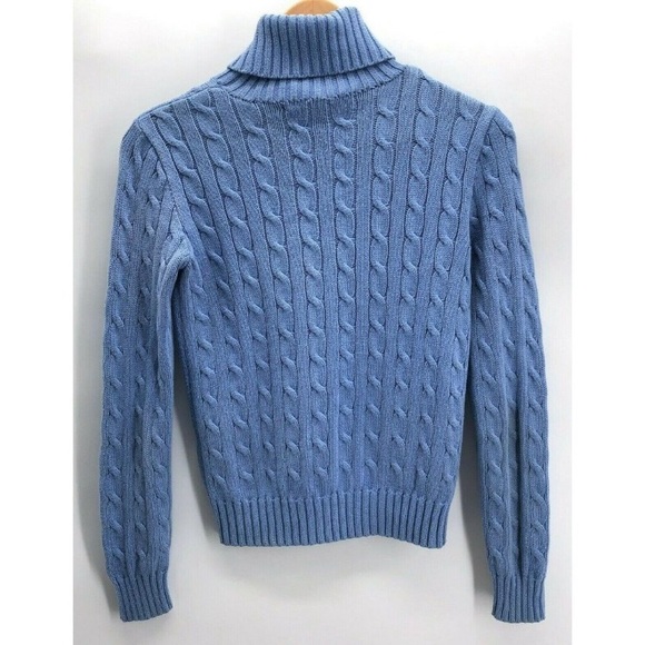 RALPH LAUREN Sport Cable Knit Turtleneck Sweater in True Blue - Picture 4 of 12
